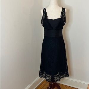 Anthropologie Odille Black Lace Fit & Flare Dress 2 NWT